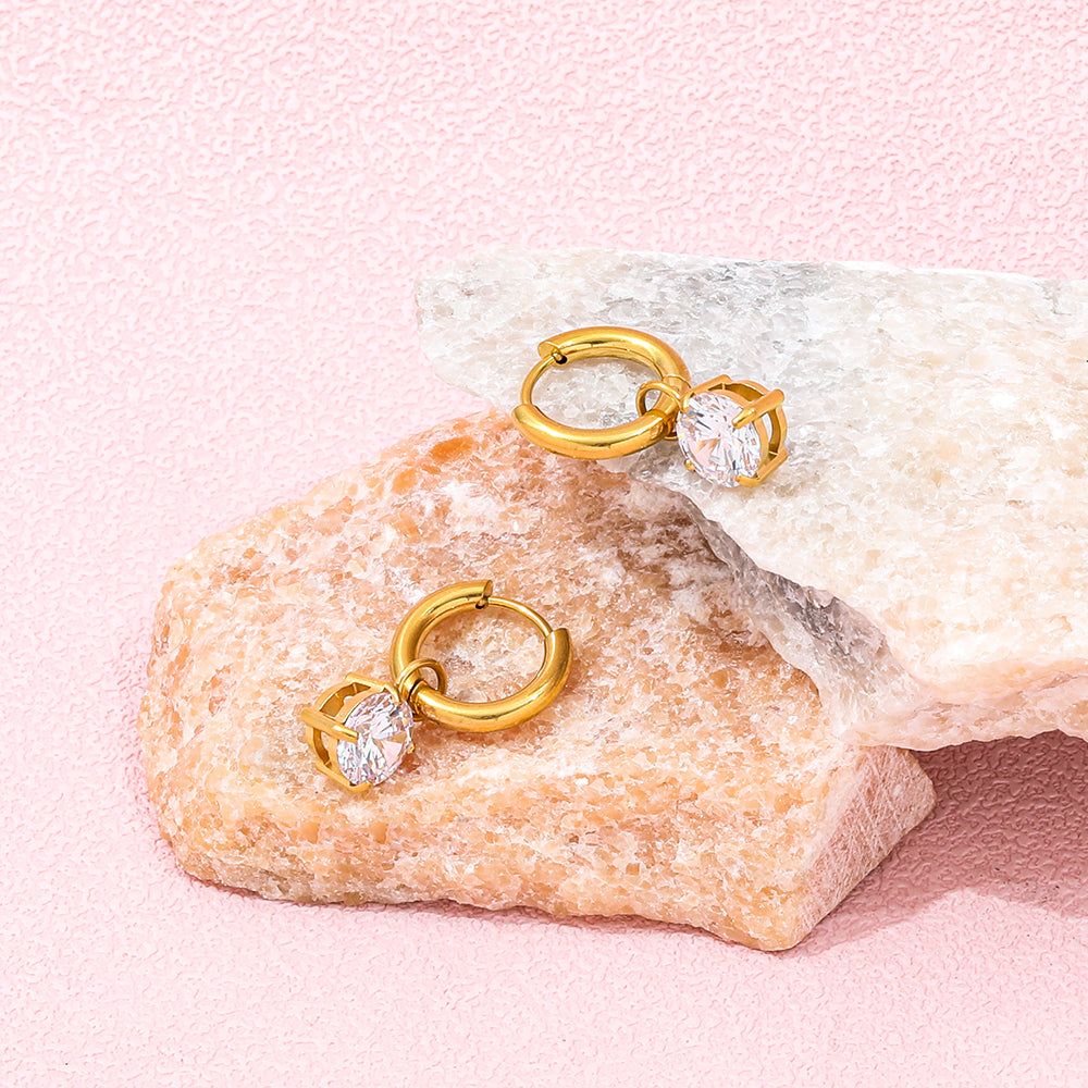 Rose Quartz Heart Hoop Love