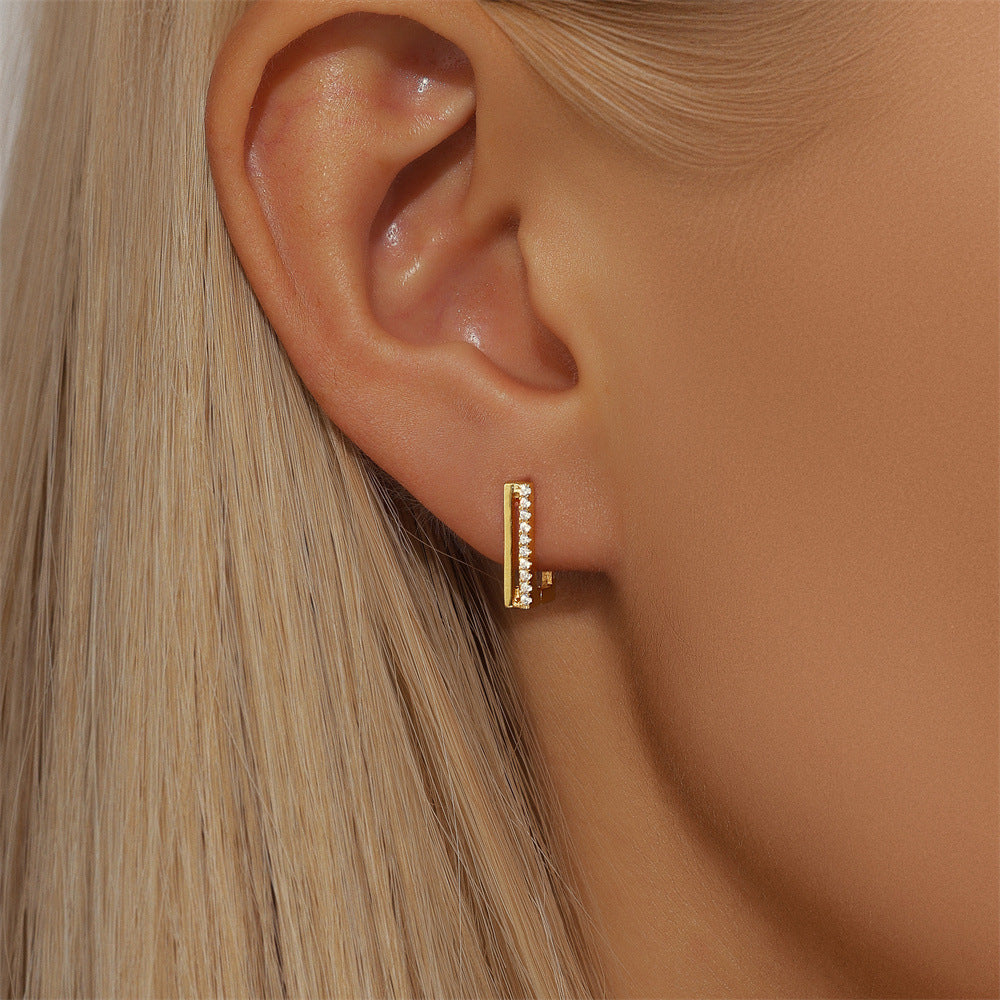 Golden Bar, Hoop, & Star Huggies