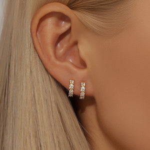 Golden Bar, Hoop, & Star Huggies