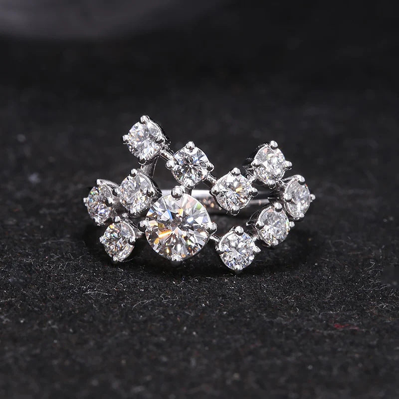 Moissanite Blossom Cascade Ring
