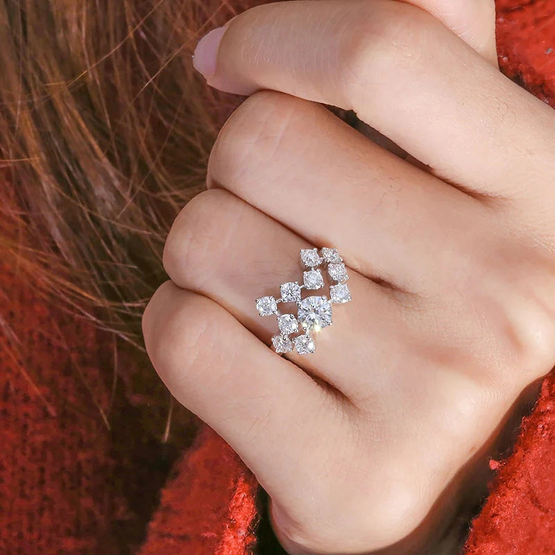 Moissanite Blossom Cascade Ring