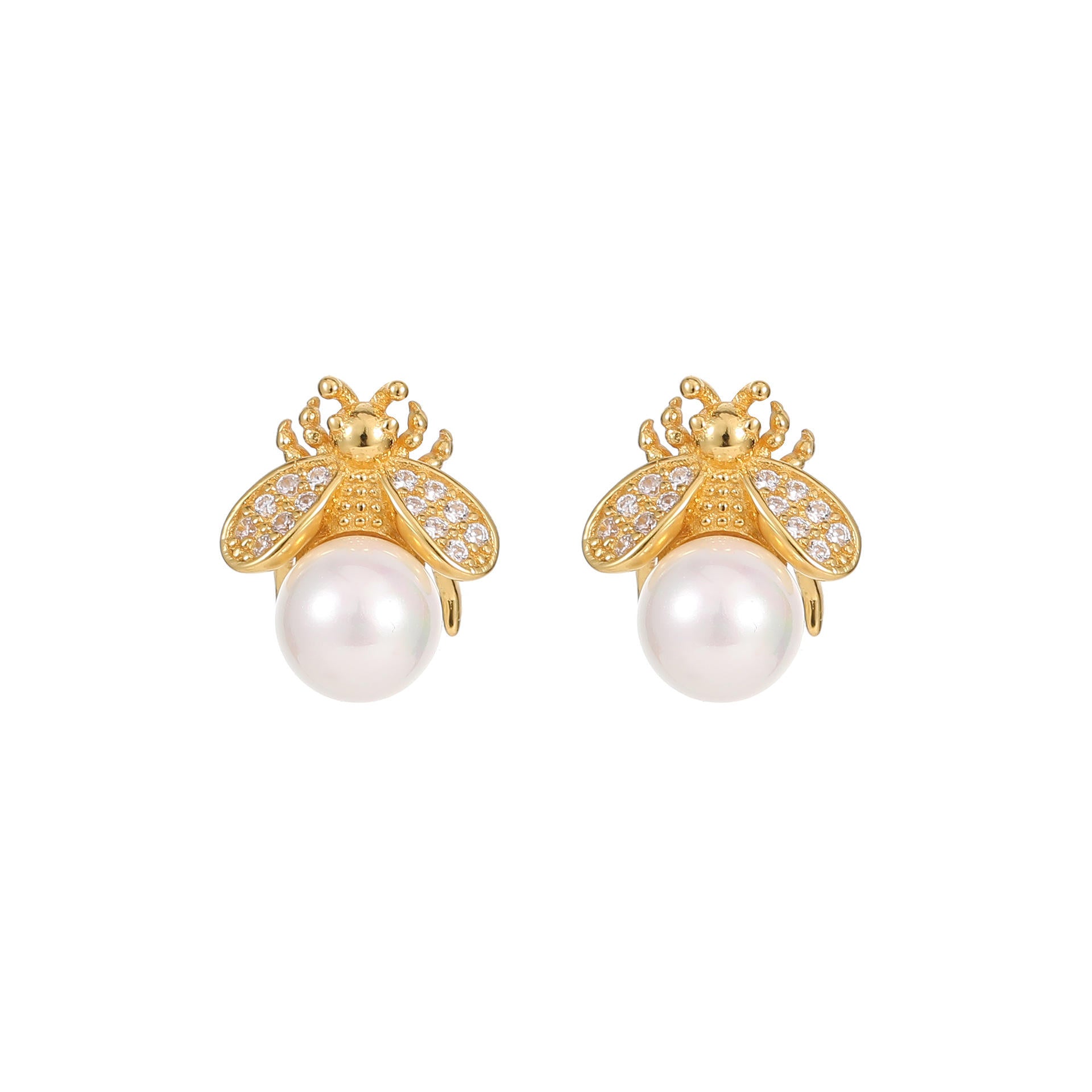 Buzzing Bee Pearl Studs