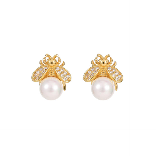 Buzzing Bee Pearl Studs