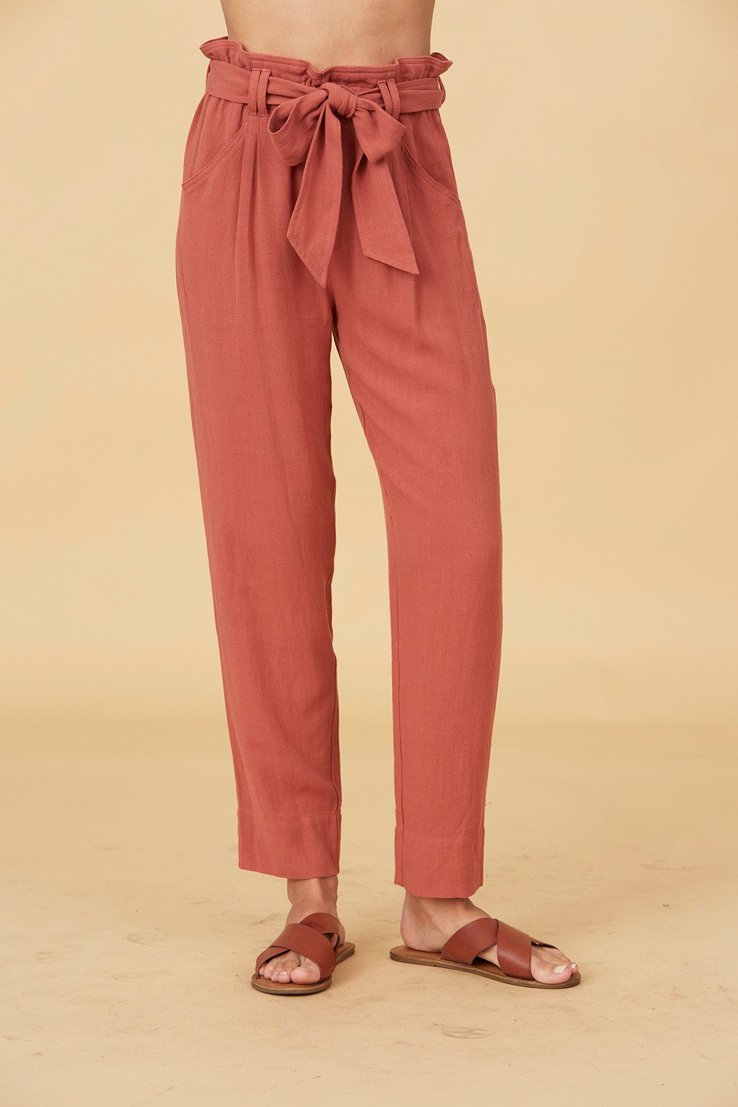 Linen Paperbag Pants Plus Size