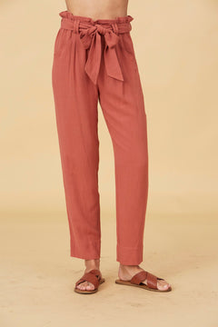 Linen Paperbag Pants Plus Size
