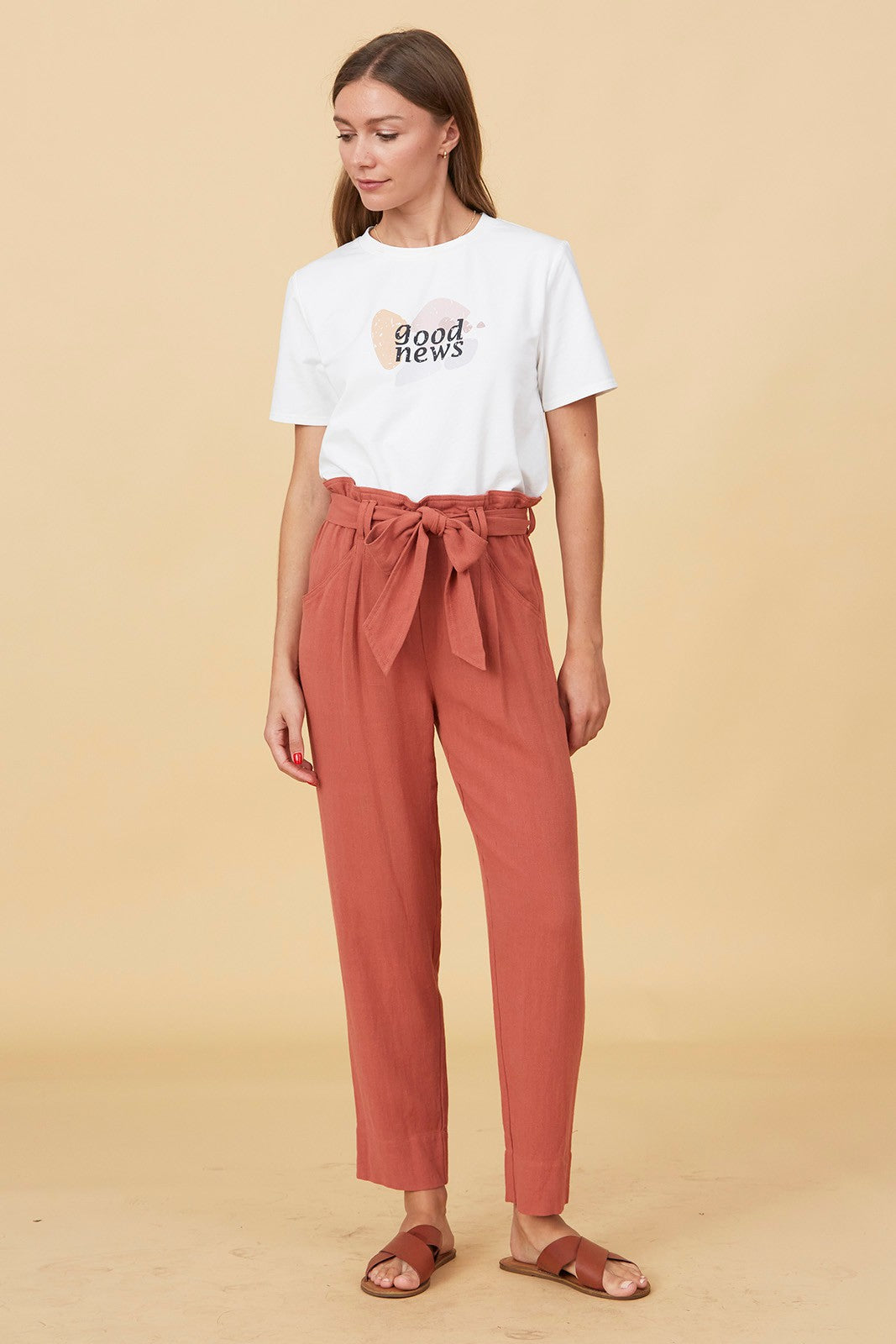 Linen Paperbag Pants Plus Size