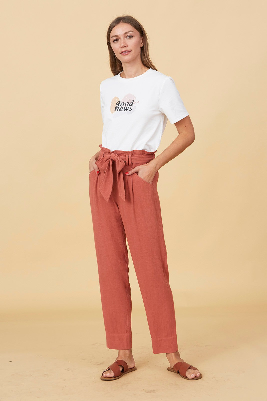 Linen Paperbag Pants Plus Size