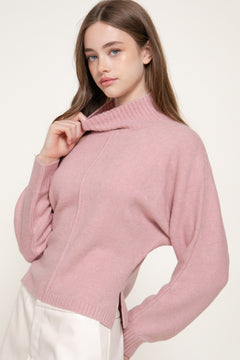 Long Slv High Neck Sweater Top