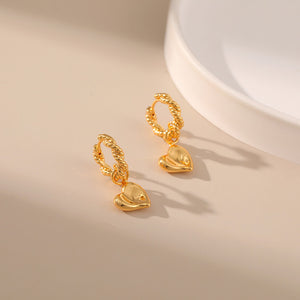 Antique Rope Heart Leaf Drops Earrings