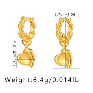 Antique Rope Heart Leaf Drops Earrings