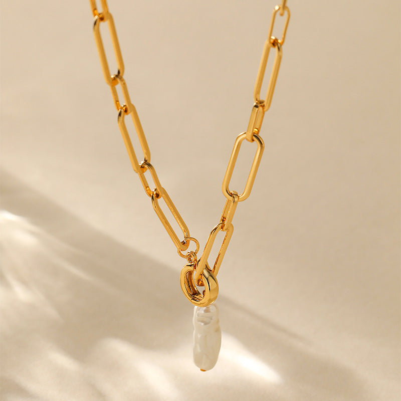 Marina Paperclip Pearl Necklace Stella Harte