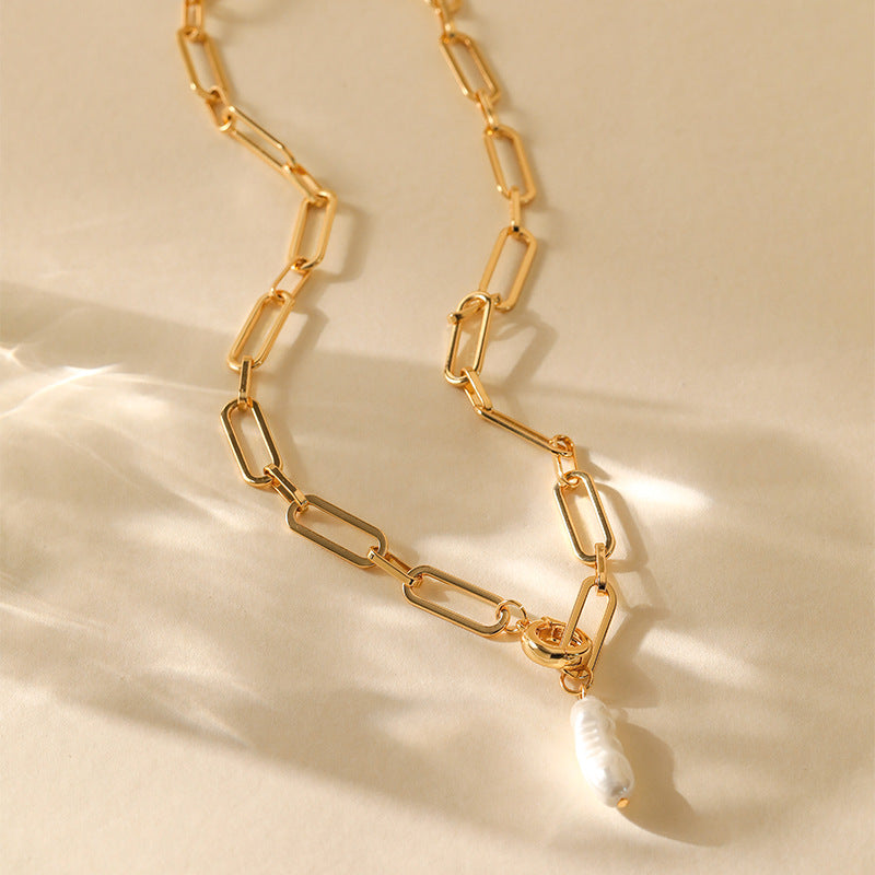 Marina Paperclip Pearl Necklace Stella Harte