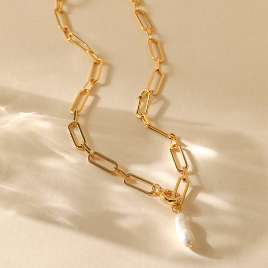 Marina Paperclip Pearl Necklace