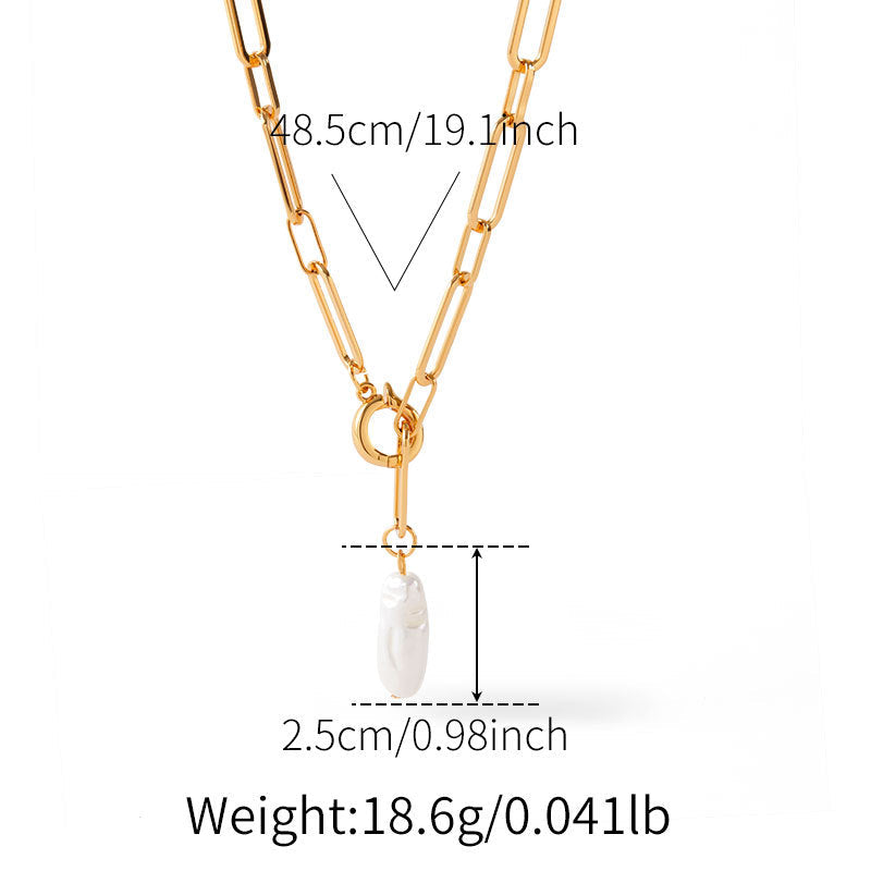 Marina Paperclip Pearl Necklace Stella Harte