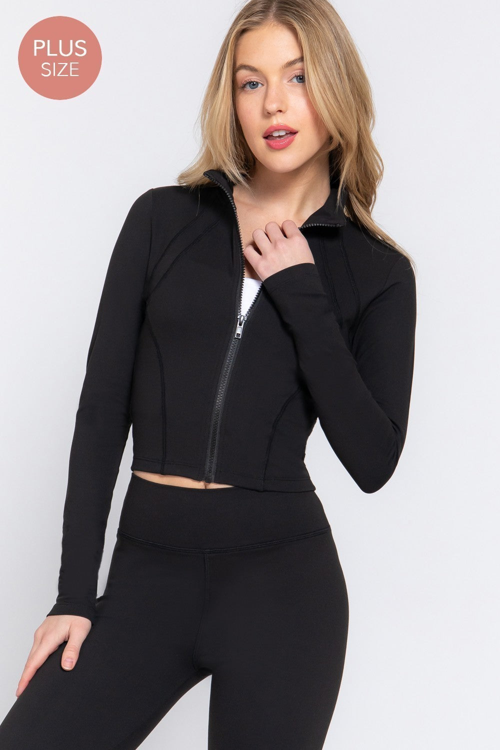 Mock Neck Zip-up Workout Jacket