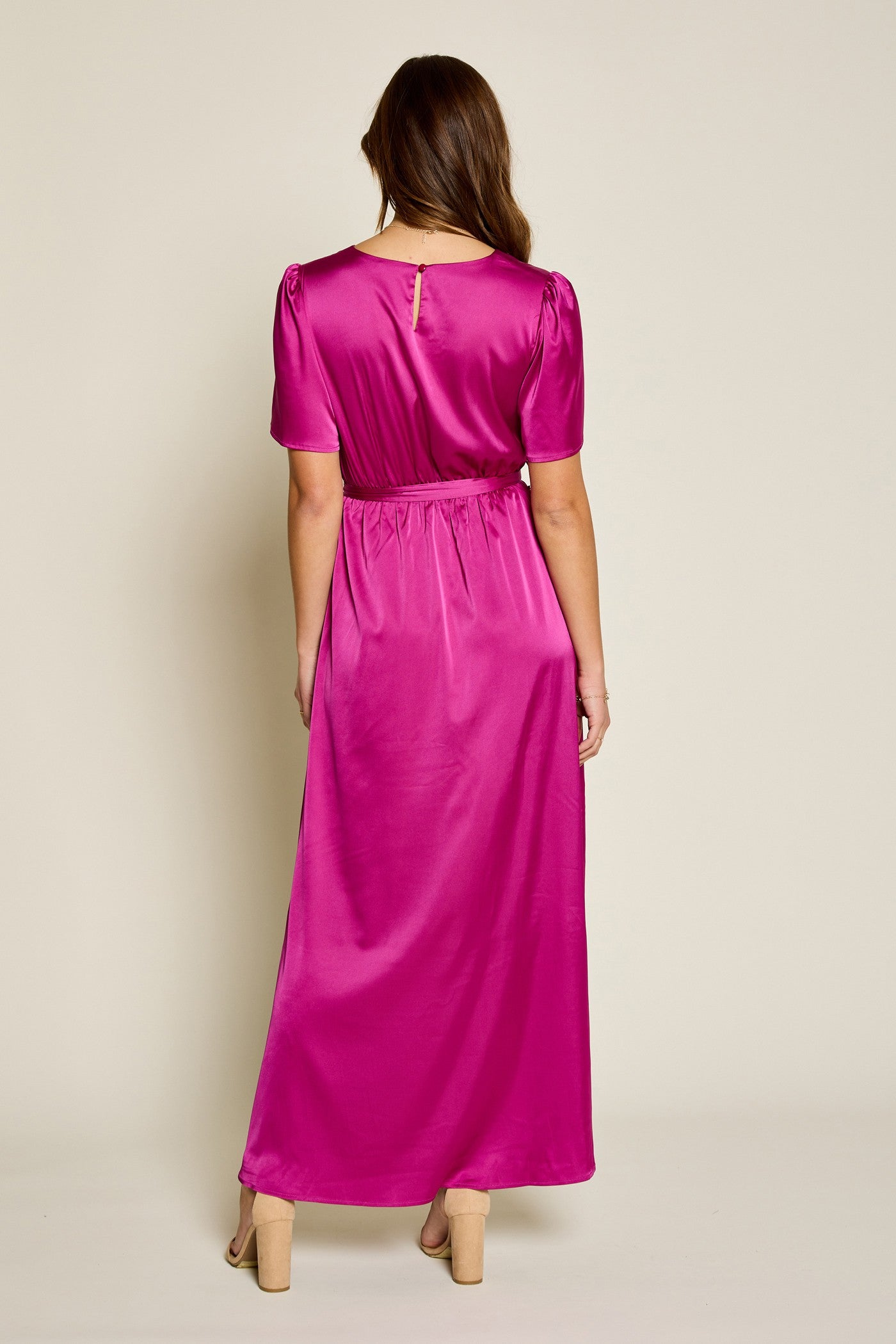 V-neck Flutter Sleeve Maxi Dress
