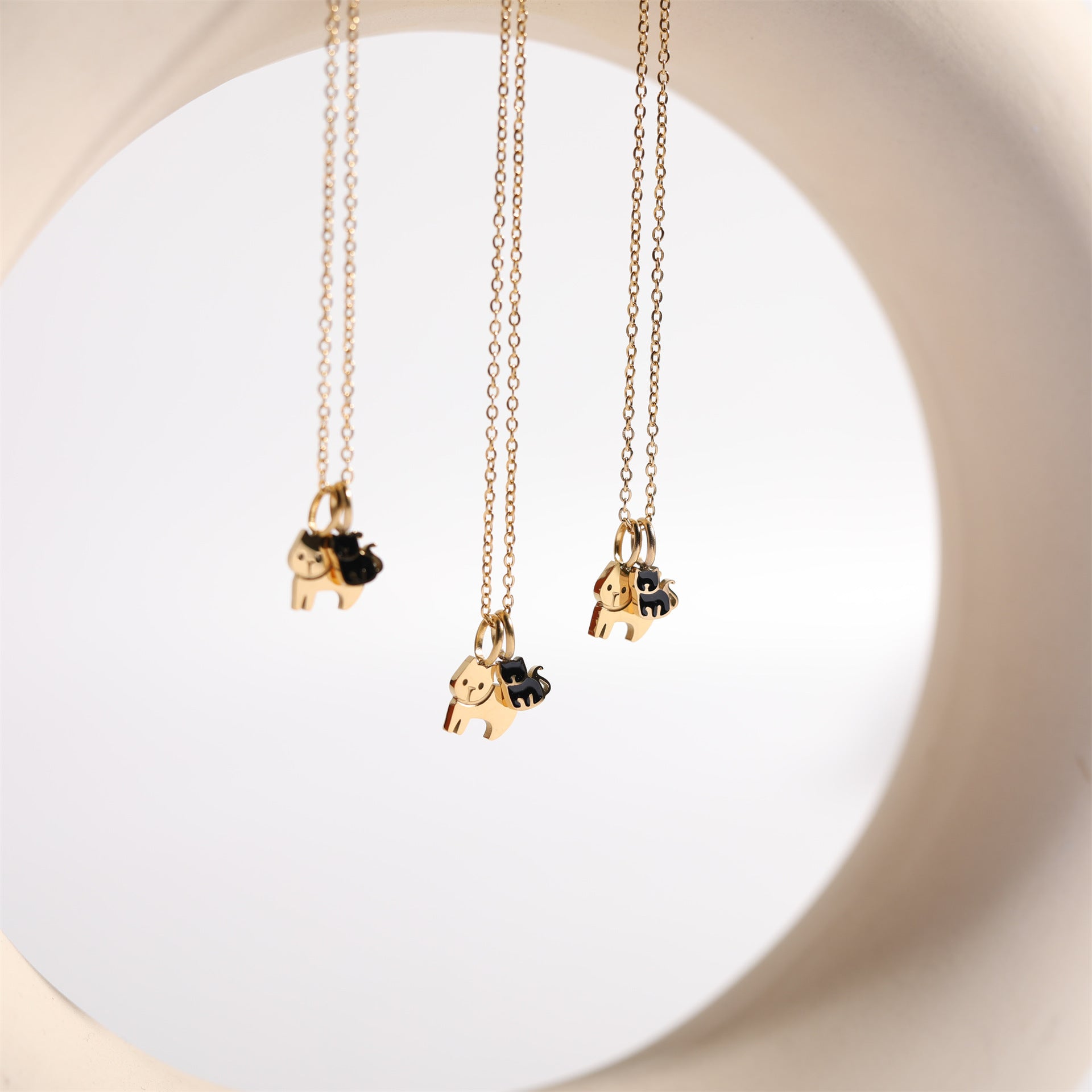 Feline Duo Charm Necklace