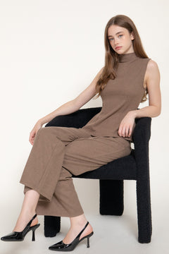 Sleeveless High Neck Top & Long Pants Set