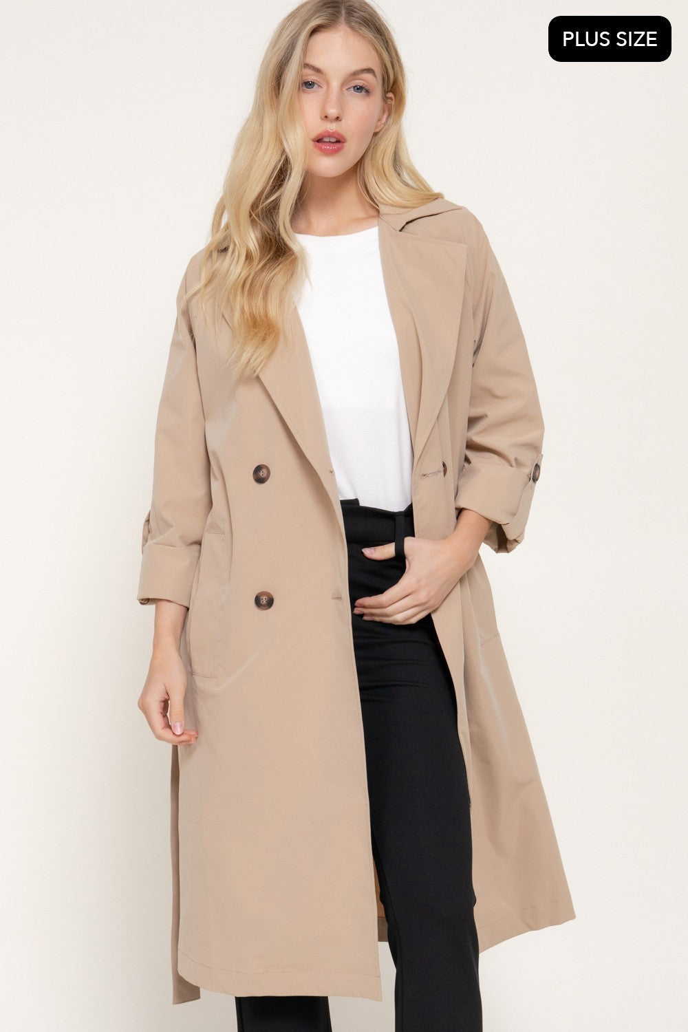 Long Slv Belted Trench Coat