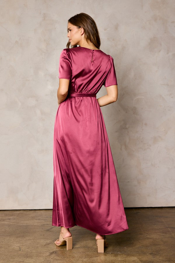 V-neck Flutter Sleeve Maxi Dress