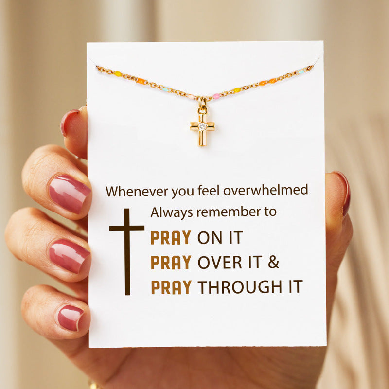 Rainbow Bliss Cross Necklace Stella Harte