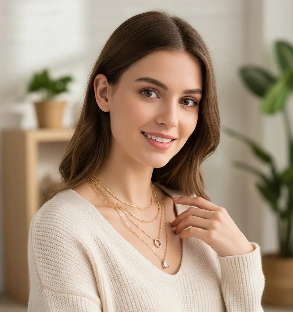 Multi-Layer Pear Glow Necklace Stella Harte