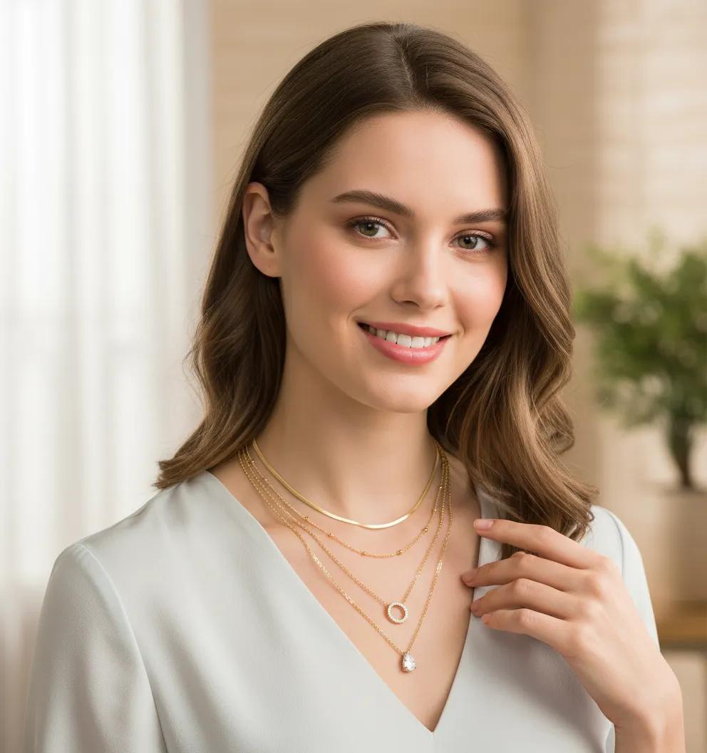 Multi-Layer Pear Glow Necklace Stella Harte
