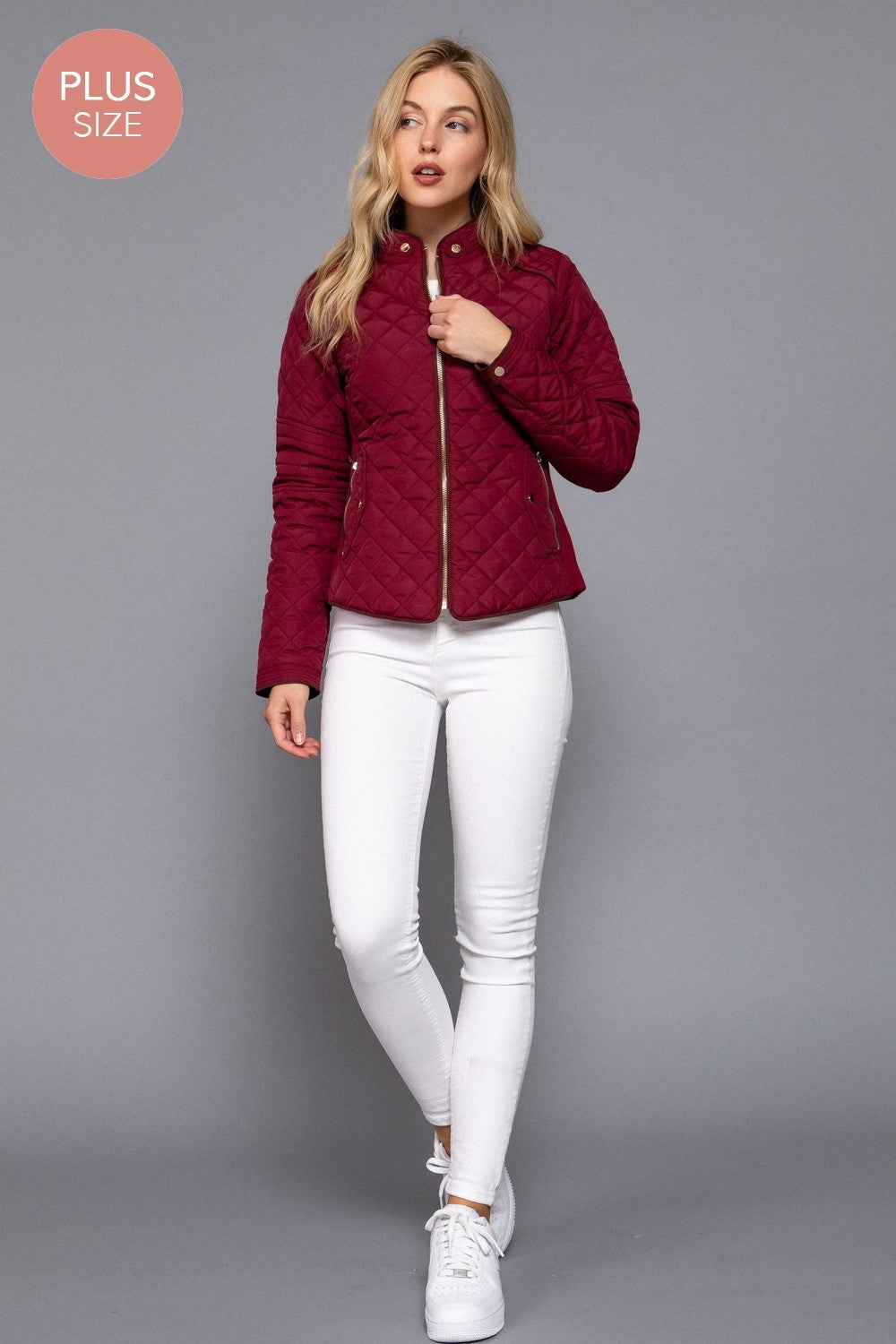 Suede Piping Detail Rib Quilted Padding Jacket
