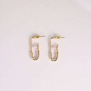 S.Harte Elegant Safety Pin Pearl Earrings