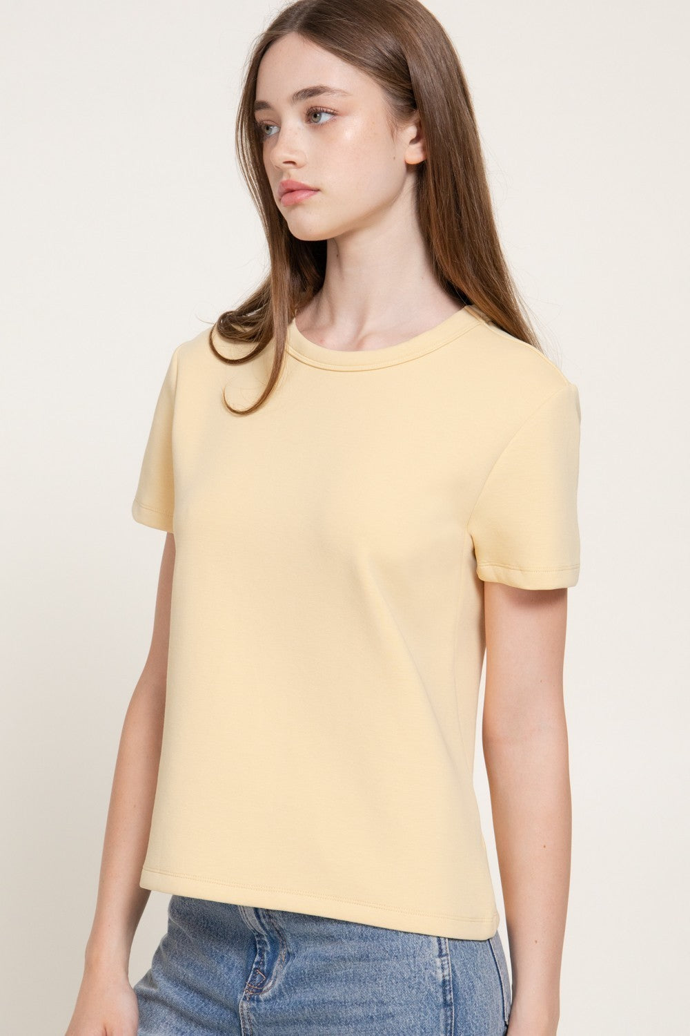 Short Sleeve Round Neck Soft Knit Top