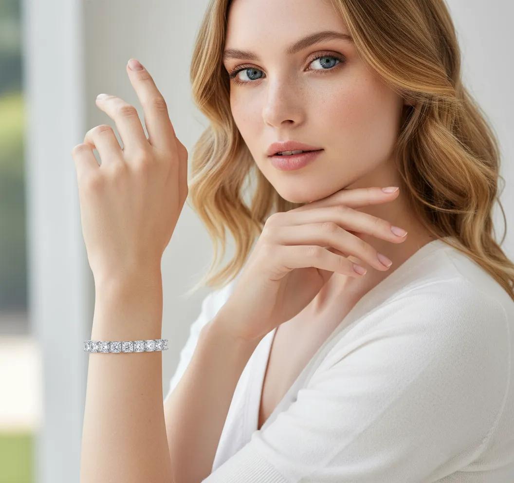 Square Tennis Eternity Bracelet
