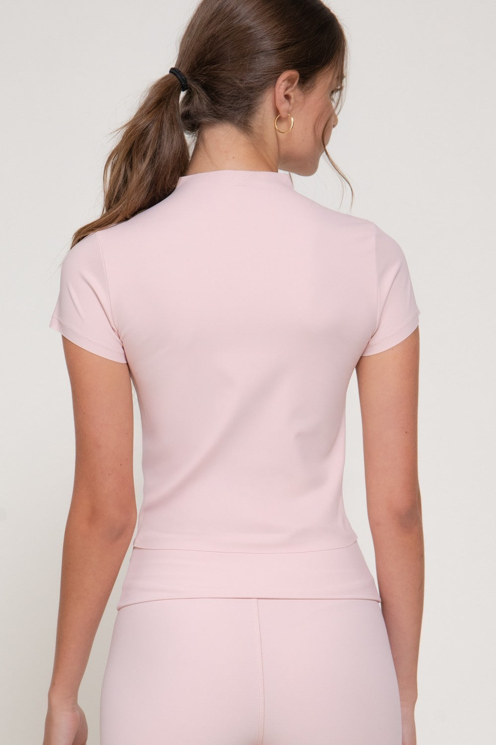 Short Slv High Neck Workout Top
