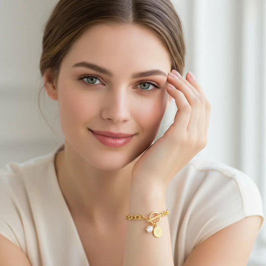 Golden Toggle Charm Bracelet