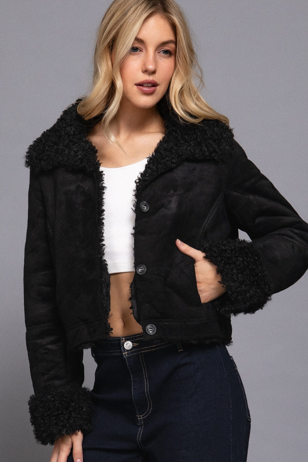 Inside Fur Suede Short Jacket