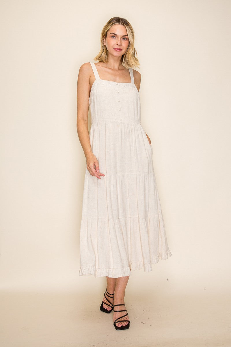 Smocked Back Tiered Overall Dress