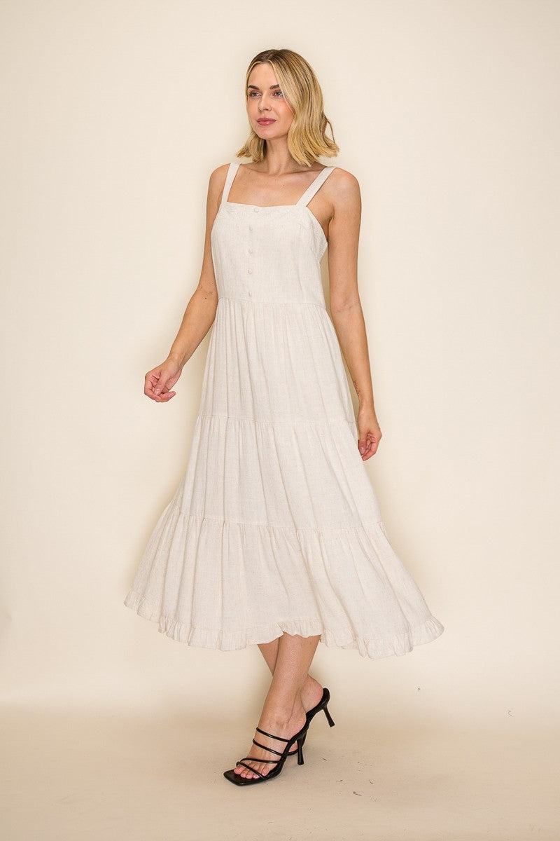 Smocked Back Tiered Overall Dress