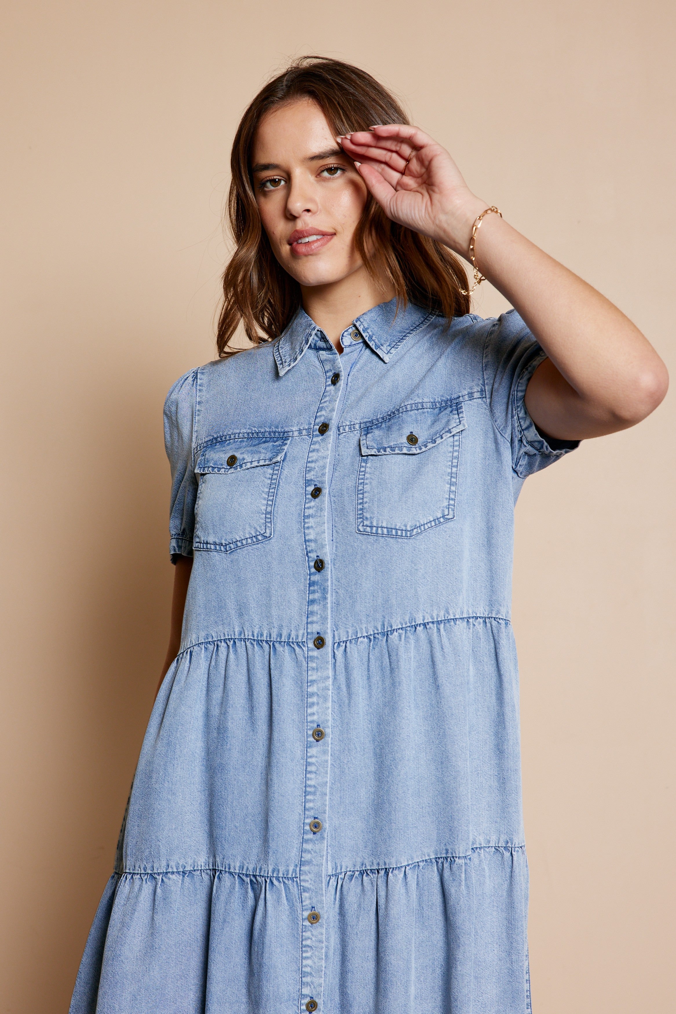 Washed Button Down Dress Plus Size