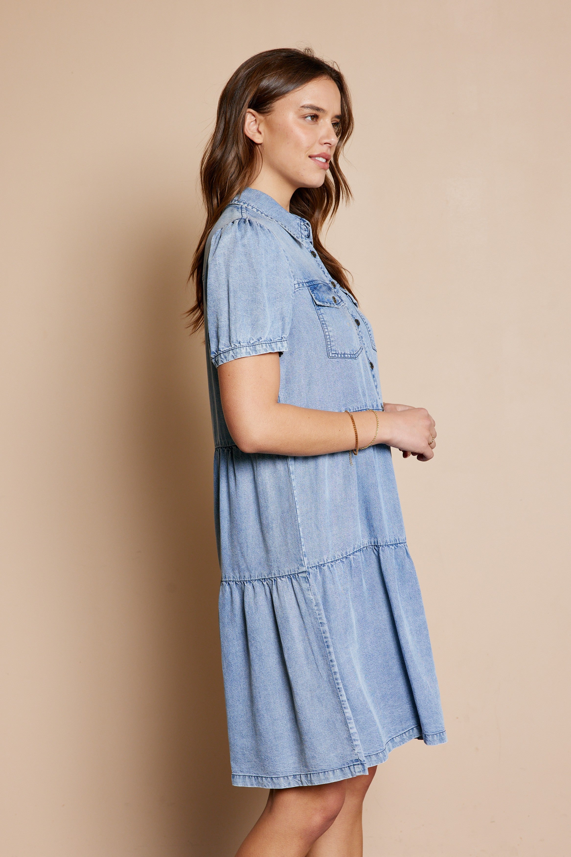 Washed Button Down Dress Plus Size