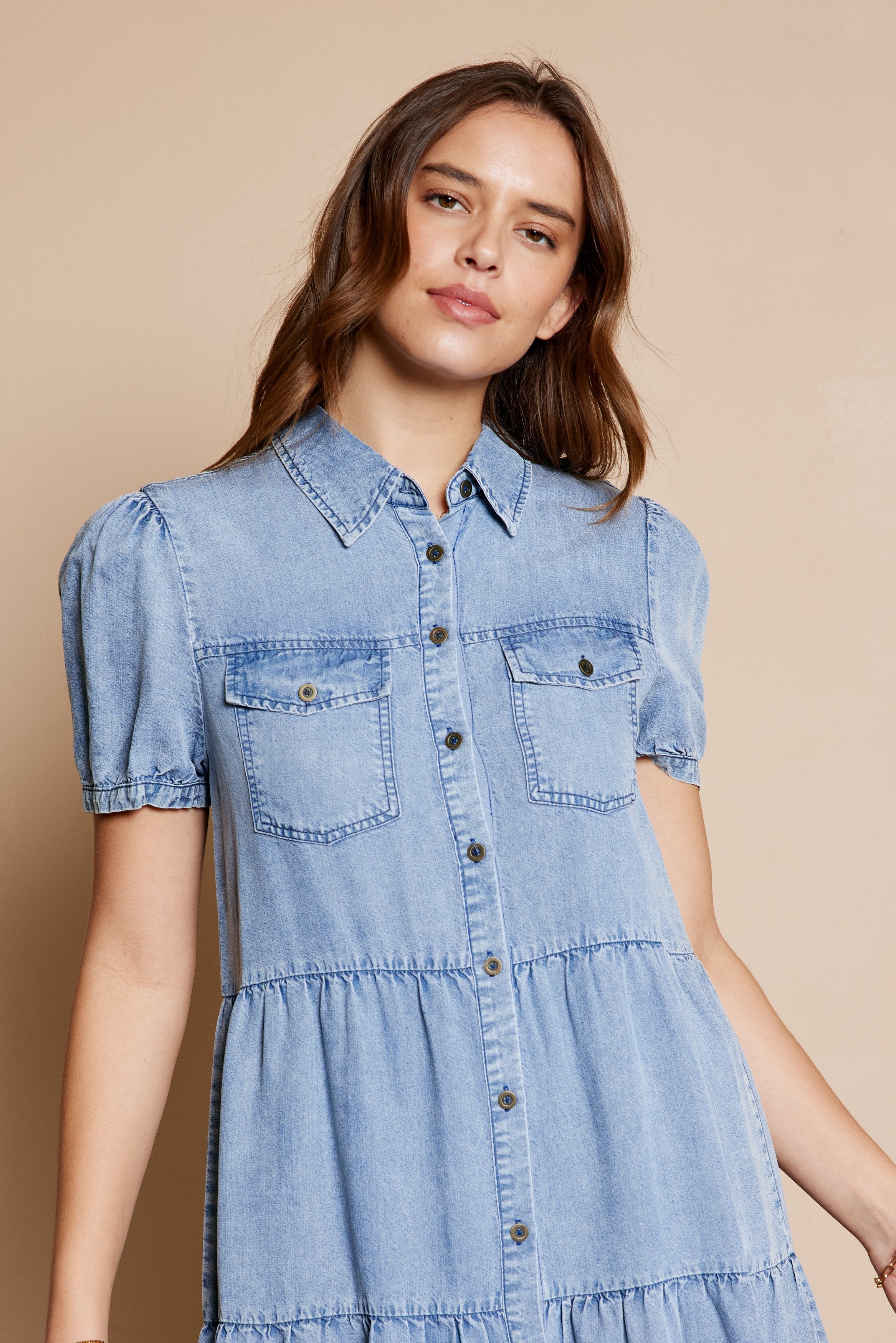 Washed Button Down Dress Plus Size