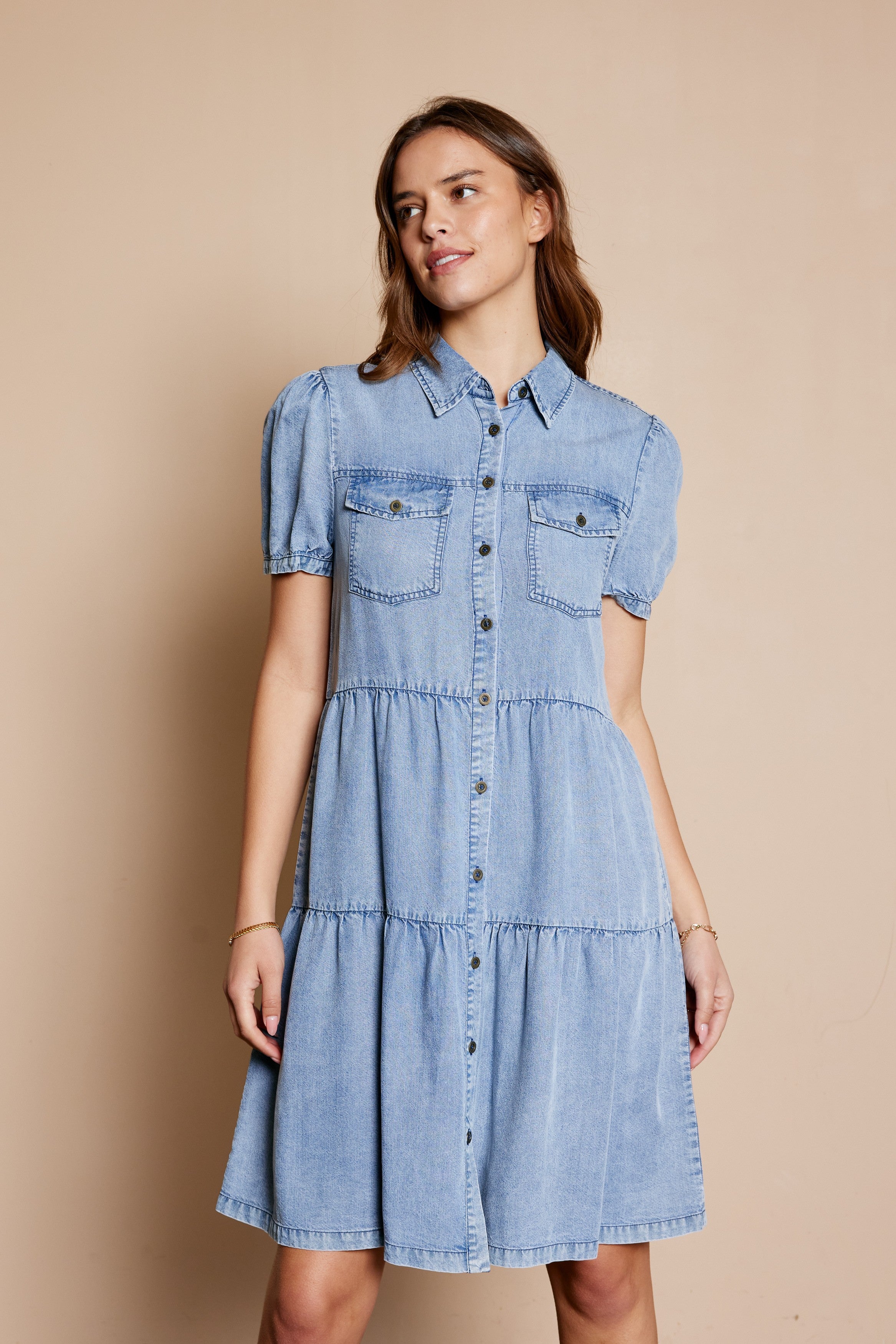 Washed Button Down Dress Plus Size