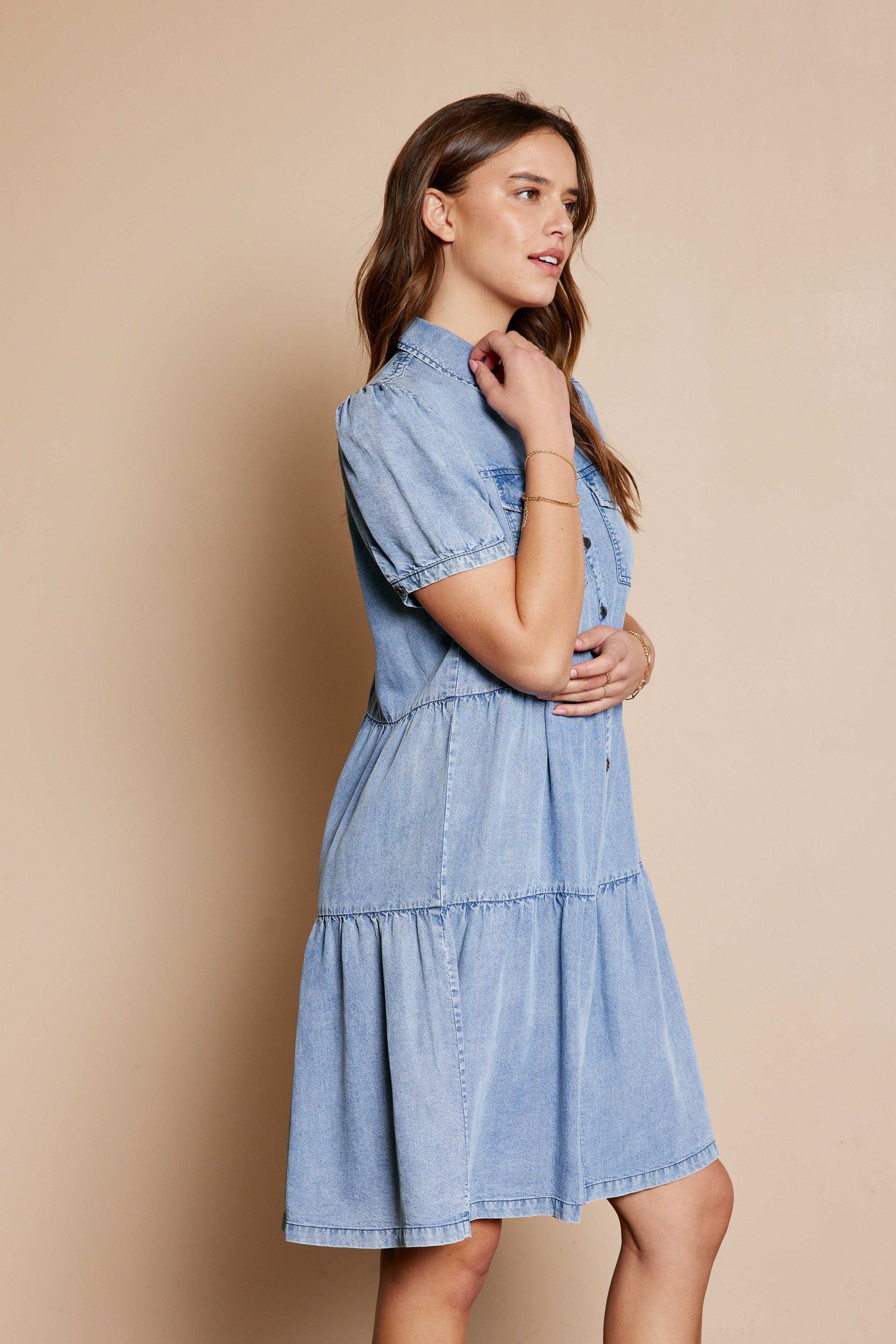 Washed Button Down Dress Plus Size