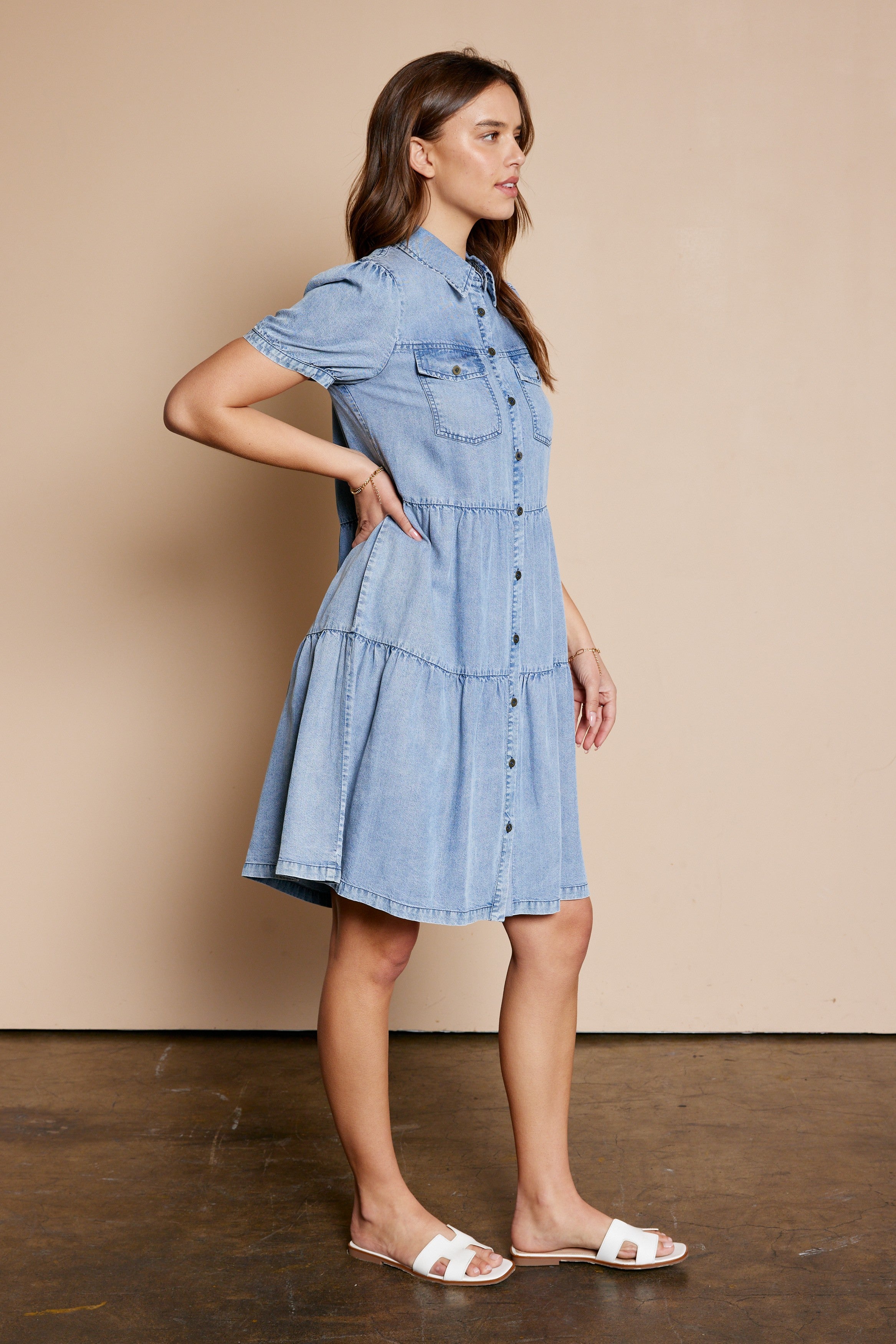 Washed Button Down Dress Plus Size