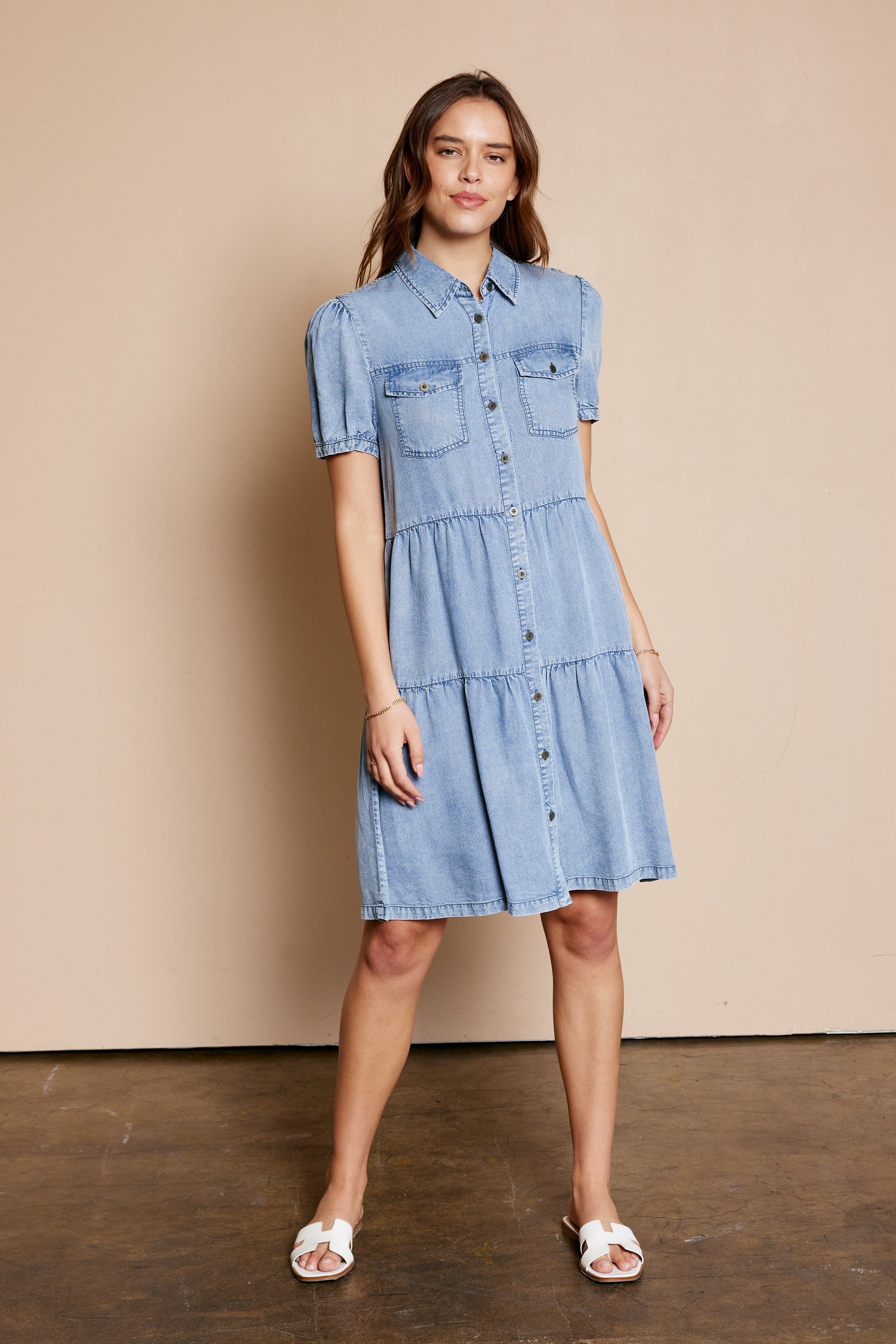 Washed Button Down Dress Plus Size
