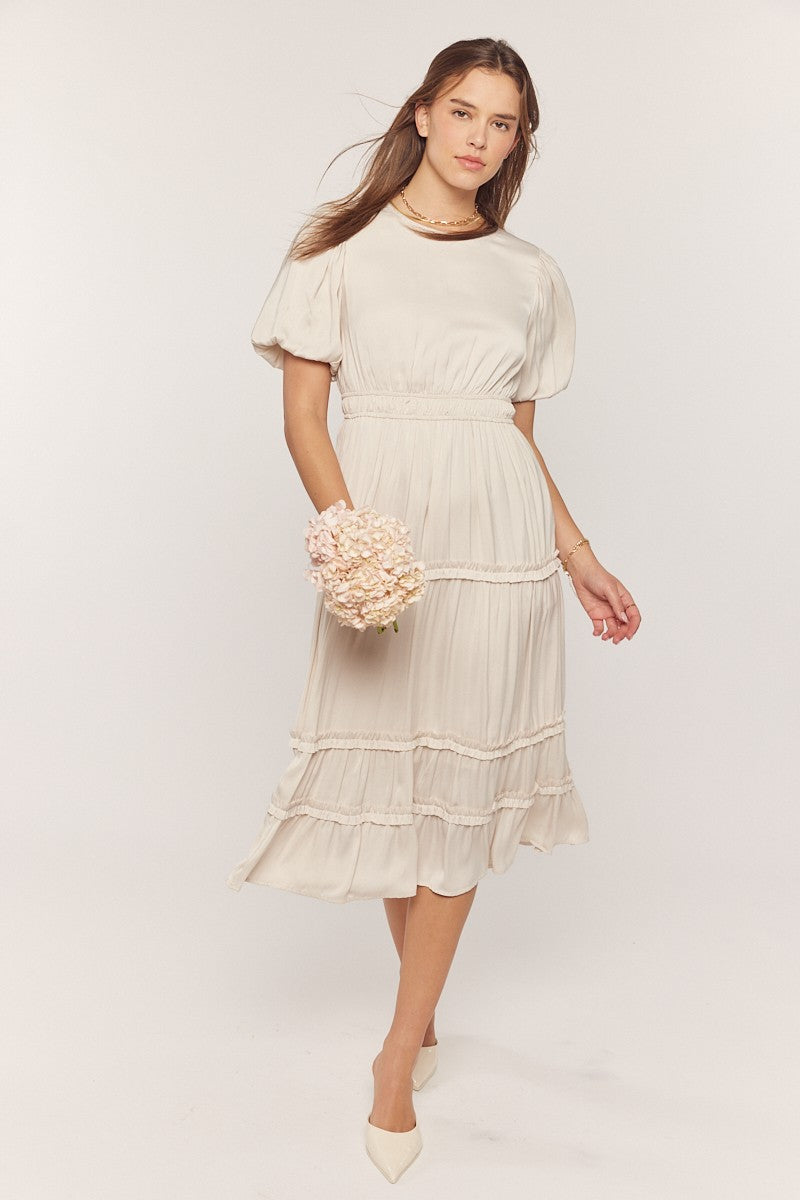 Puff Sleeve Smocked Waist Dress