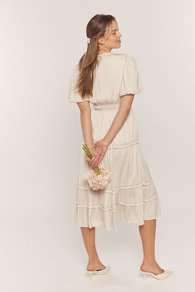 Puff Sleeve Smocked Waist Dress