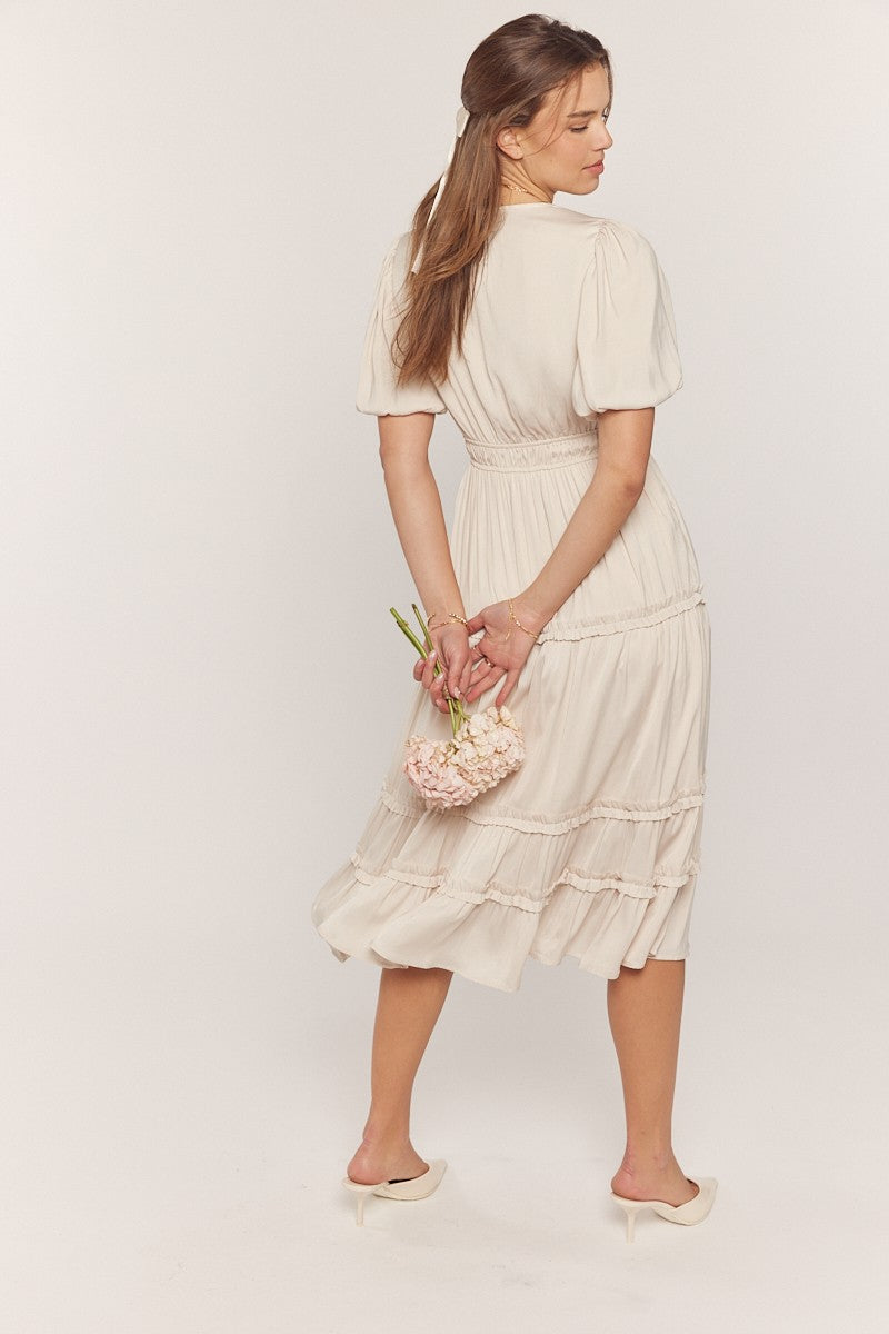 Puff Sleeve Smocked Waist Dress Plus Size
