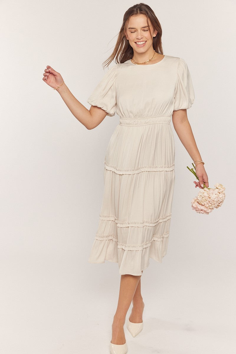 Puff Sleeve Smocked Waist Dress