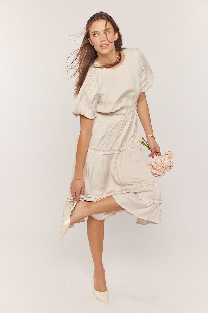 Puff Sleeve Smocked Waist Dress