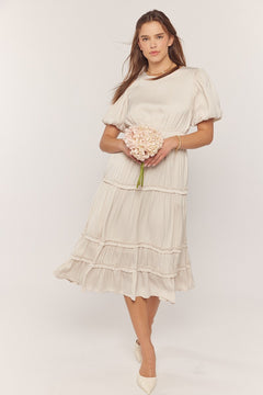 Puff Sleeve Smocked Waist Dress Plus Size