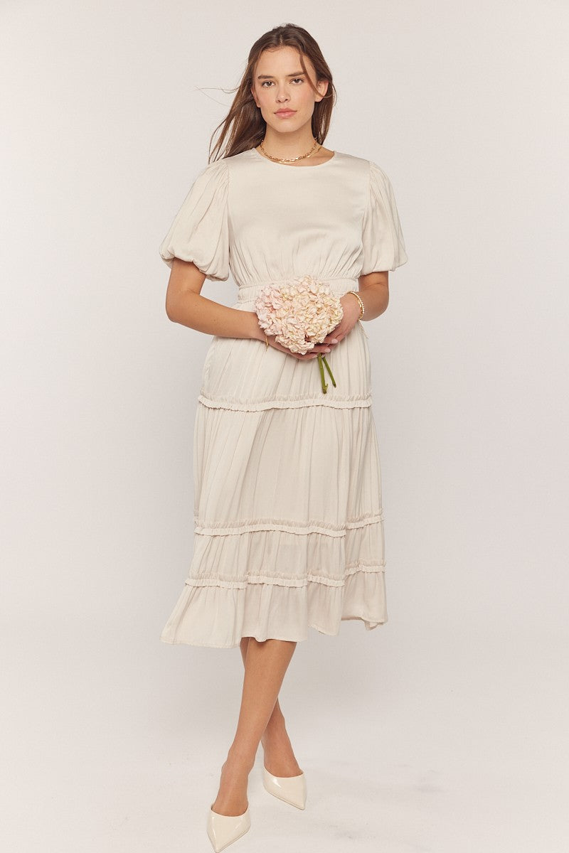 Puff Sleeve Smocked Waist Dress